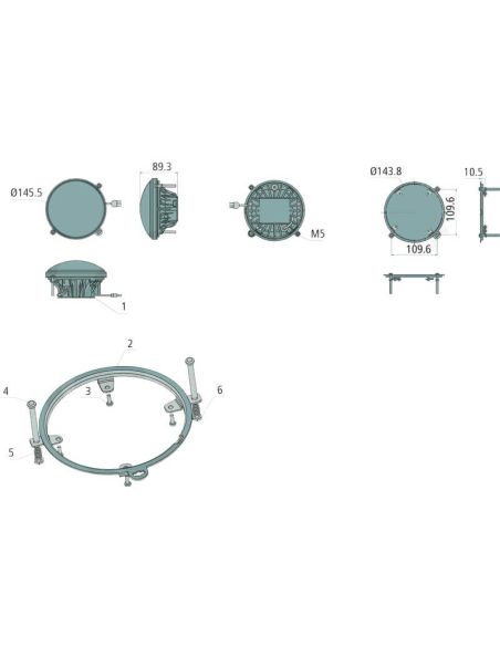 Faro LED principal redondo empotrable con Luz de Cruce Luz, Carretera y Posición Deutz
