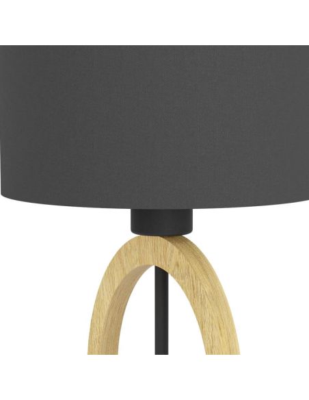 Lámpara de Mesa BASILDON 1 - Diseño Minimalista en Acero y Madera H: 425 mm | Ø 230 mm