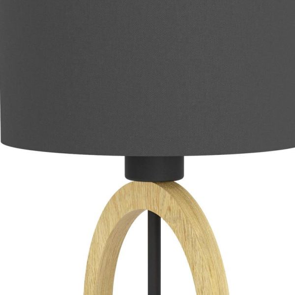 Lampe de Table BASILON 1 - Design Minimaliste en Acier et Bois H: 425 mm | Ø 230mm