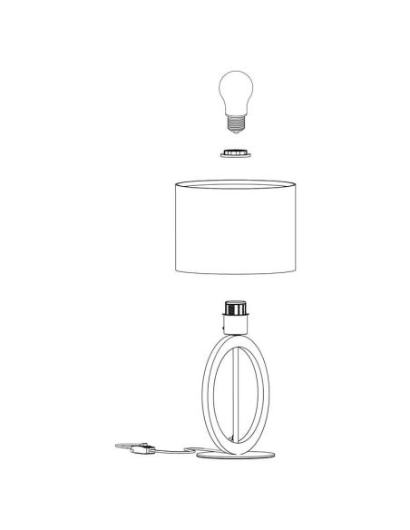 Lámpara de Mesa BASILDON 1 - Diseño Minimalista en Acero y Madera H: 425 mm | Ø 230 mm