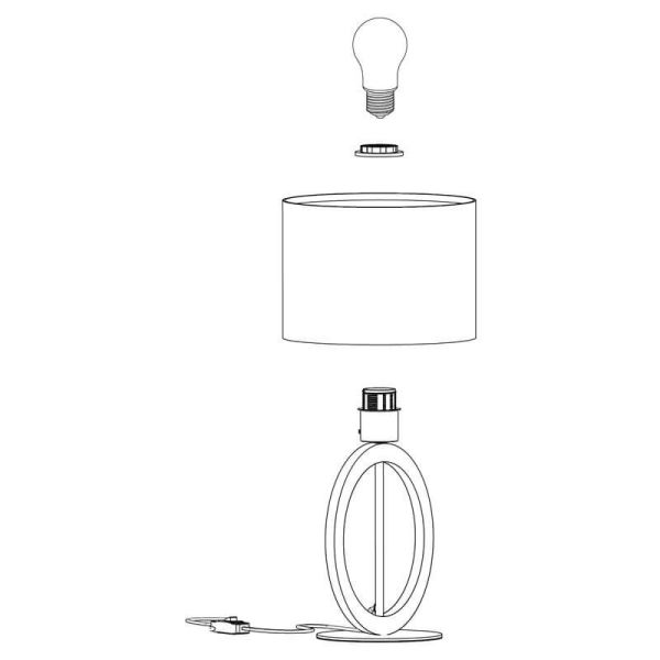 Lámpara de Mesa BASILDON 1 - Diseño Minimalista en Acero y Madera H: 425 mm | Ø 230 mm
