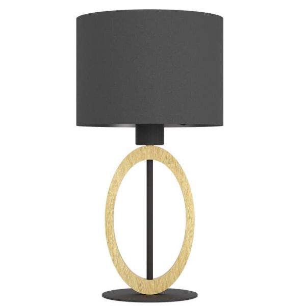 Lámpara de Mesa BASILDON 1 - Diseño Minimalista en Acero y Madera H: 425 mm | Ø 230 mm