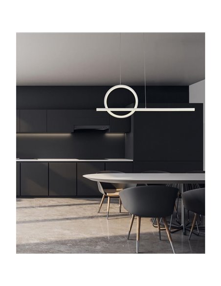 Plafonnier Suspension LED KITESURF BLANC 30W 3000K Dimable 2400 Lm 2 Luminaires