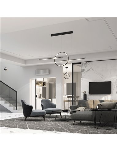 Plafonnier Suspension LED KITESURF NOIR 50W 3000K Dimable 4000 Lm 3 Luminaires