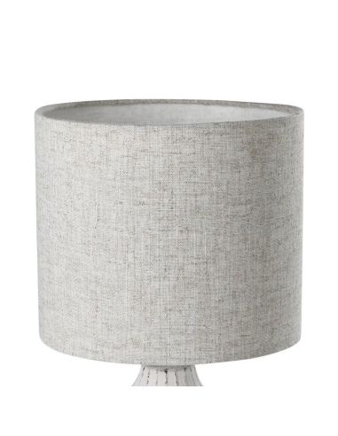 Candeeiro de mesa BELLARIVA 3 | Têxtil Cerâmico Branco / Linho Castanho Claro 36Cm