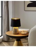 Lámpara de Mesa MANALBA 1 Dorado y Negro - Elegancia en Cada Rincón Textil Negra 30Cm
