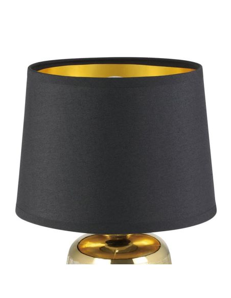 Lámpara de Mesa MANALBA 1 Dorado y Negro - Elegancia en Cada Rincón Textil Negra 30Cm
