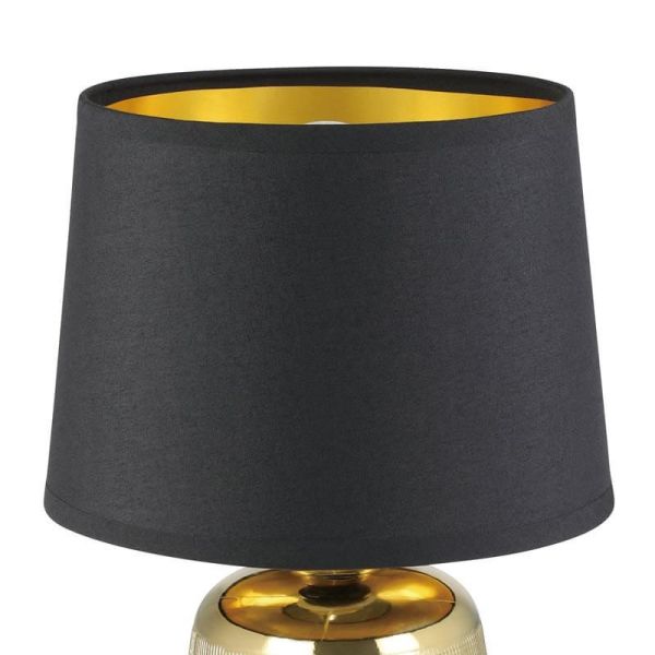 Lámpara de Mesa MANALBA 1 Dorado y Negro - Elegancia en Cada Rincón Textil Negra 30Cm