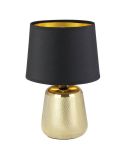 Lámpara de Mesa MANALBA 1 Dorado y Negro - Elegancia en Cada Rincón Textil Negra 30Cm