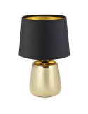Lámpara de Mesa MANALBA 1 Dorado y Negro - Elegancia en Cada Rincón Textil Negra 30Cm