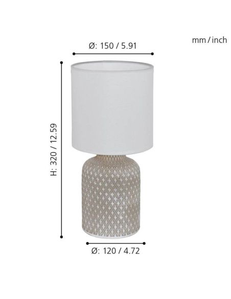 Lámpara de Mesa BELLARIVA Gris y Blanco - Encanto Boho para Tu Hogar leonLeds