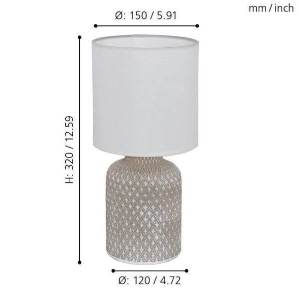 Candeeiro de mesa BELLARIVA cinza e branco - charme Boho para sua casa leonLeds