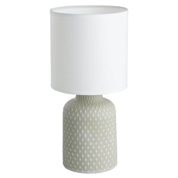 Candeeiro de mesa BELLARIVA cinza e branco - charme Boho para sua casa leonLeds