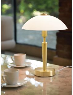 Lampe de Table SOLO 1 Laiton Mat et Verre Blanc Satiné - Élégance et Fonctionnalité 35Cm 2
