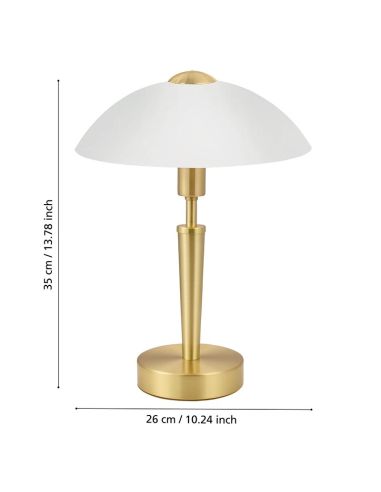 Lámpara de Mesa SOLO 1 Latón-Mate y Vidrio Blanco Satinado - Elegancia y Funcionalidad 35Cm