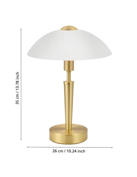 Lampe de Table SOLO 1 Laiton Mat et Verre Blanc Satiné - Élégance et Fonctionnalité 35Cm