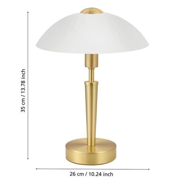 Lámpara de Mesa SOLO 1 Latón-Mate y Vidrio Blanco Satinado - Elegancia y Funcionalidad 35Cm