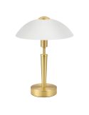 Lampe de Table SOLO 1 Laiton Mat et Verre Blanc Satiné - Élégance et Fonctionnalité 35Cm
