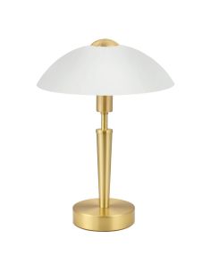 Lámpara de Mesa SOLO 1 Latón-Mate y Vidrio Blanco Satinado - Elegancia y Funcionalidad 35Cm