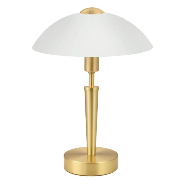 Lámpara de Mesa SOLO 1 Latón-Mate y Vidrio Blanco Satinado - Elegancia y Funcionalidad 35Cm