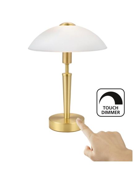 Lampe de Table SOLO 1 Laiton Mat et Verre Blanc Satiné - Élégance et Fonctionnalité 35Cm 87254 Eglo