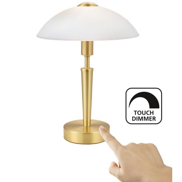 Lámpara de Mesa SOLO 1 Latón-Mate y Vidrio Blanco Satinado - Elegancia y Funcionalidad 35Cm 87254 Eglo