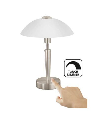 Touch Lámpara de Mesa SOLO 1 en Níquel-Mate y Vidrio Blanco Satinado 35Cm Altura 85104