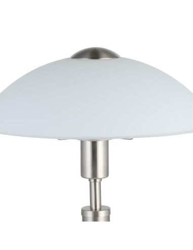 Lámpara de Mesa SOLO 1 en Níquel-Mate y Vidrio Blanco Satinado 35Cm Altura 85104
