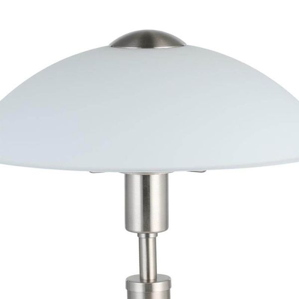 Lámpara de Mesa SOLO 1 en Níquel-Mate y Vidrio Blanco Satinado 35Cm Altura 85104