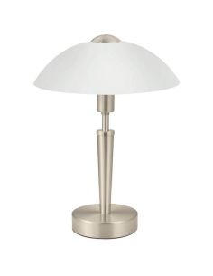 Lámpara de Mesa SOLO 1 en Níquel-Mate y Vidrio Blanco Satinado 35Cm Altura 85104