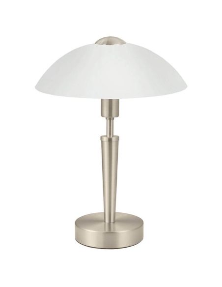 Lámpara de Mesa SOLO 1 en Níquel-Mate y Vidrio Blanco Satinado 35Cm Altura 85104