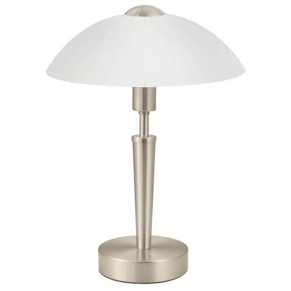 Lámpara de Mesa SOLO 1 en Níquel-Mate y Vidrio Blanco Satinado 35Cm Altura 85104