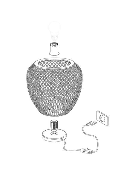 Lámpara de Mesa DEMBLEBY Negro y Madera Natural - Toque Natural y Vintage 25Cm