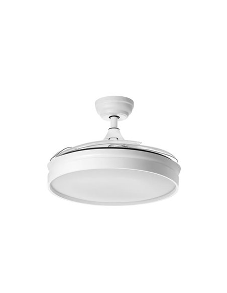 Ventilador de Techo LED BLANES blanco Ø107 DC 32W 4A 36W CCT+RC+dim con aspas retráctiles