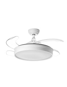 BLANES Ventilateur de Plafond LED Blanc Ø107 DC 32W 4A 36W CCT+RC+dim avec pales rétractables