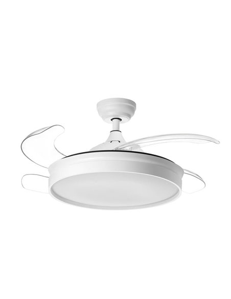 Ventilador de Techo LED BLANES blanco Ø107 DC 32W 4A 36W CCT+RC+dim con aspas retráctiles