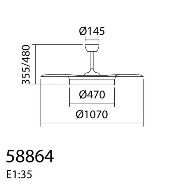BLANES Ventilateur de Plafond LED Blanc Ø107 DC 32W 4A 36W CCT+RC+dim avec pales rétractables
