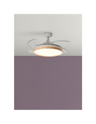 Ventilador de Techo LED BLANES blanco Ø107 DC 32W 4A 36W CCT+RC+dim con aspas retráctiles