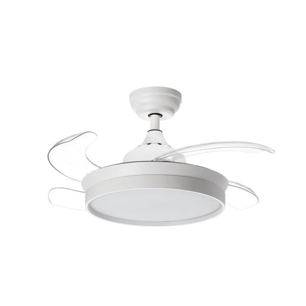 Ventilador LED de techo BLANES XS blanco Ø915mm DC22W LED 24W CCT+RC+dim con aspas retráctiles