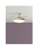 Ventilador de Techo LED BLANES blanco+madera Ø107mm DC 32W 4A 36W CCT+RC+dim con aspas retráctiles