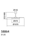Ventilador de Techo LED BLANES blanco+madera Ø107mm DC 32W 4A 36W CCT+RC+dim con aspas retráctiles