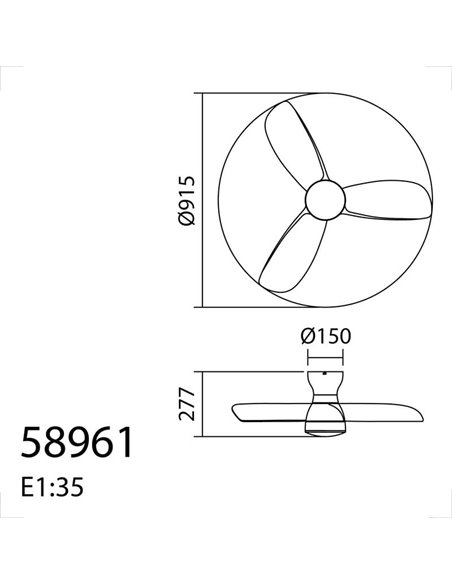 Ventilador de techo LED 24W CRETA blanco Ø915mm DC 30W 3A LED 24W CCT+RC 