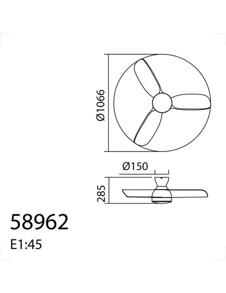 Ventilador LED de Techo CRETA XL blanco Ø1066mm DC 32W 3A LED 24W CCT + RC 