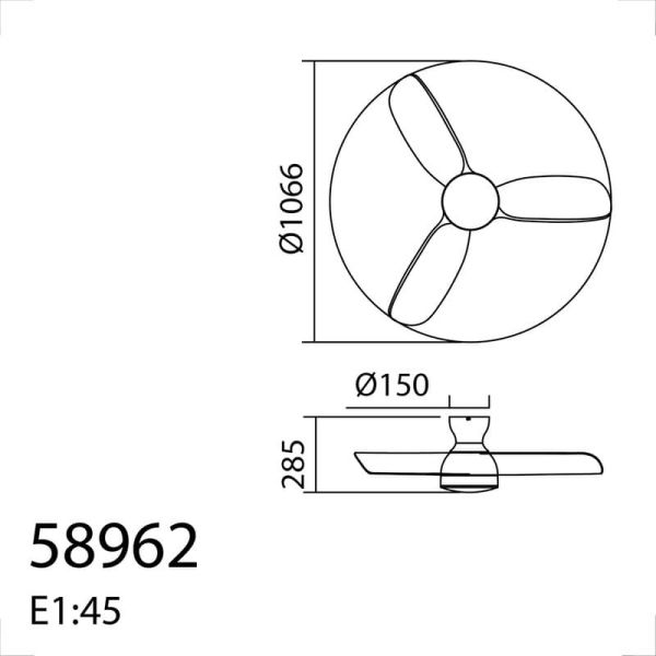 Ventilador de teto LED CRETA XL branco Ø1066mm DC 32W 3A LED 24W CCT + RC