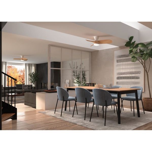 Ventilador de Teto LED CRETA XL madeira Ø1066mm DC 32W 3A LED 24W CCT + RC