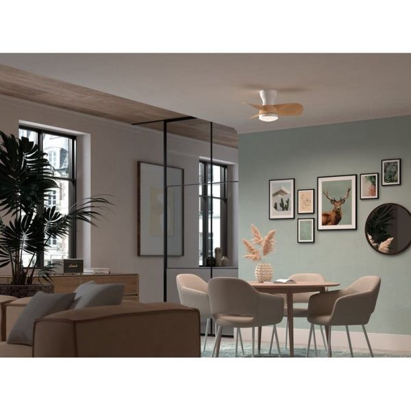 Ventilador pequeño con Luz LED CRETA XS blanco Ø61 DC 24W 3A LED 24W CCT + RC 