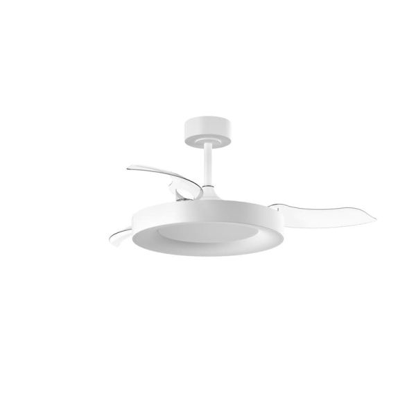 Ventilador de Techo LED 50W CCT+RC+DIM LISBOA con aspas retráctiles, blanco Ø1065mm DC 30W 3A 