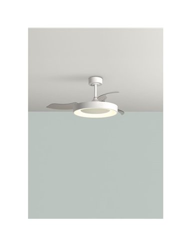 Ventilador de Techo LED 50W CCT+RC+DIM LISBOA con aspas retráctiles, blanco Ø1065mm DC 30W 3A 