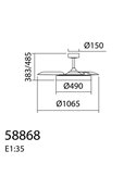 Ventilador de Techo LED 50W CCT+RC+DIM LISBOA con aspas retráctiles, blanco Ø1065mm DC 30W 3A 