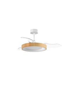 Ventilateur de plafond LED 50W CCT+RC+DIM LISBOA à pales rétractables, Ø1065mm DC 30W 3A bois